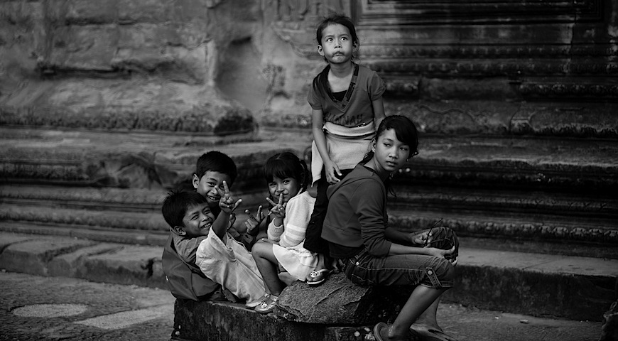 Kids at Angkor. Love the one standing.